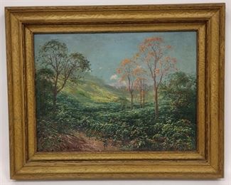 JESUS MARIA ZAMORA (1871-1948) LANDSCAPE PAINTING ON PANEL. 13.75 X 10.25"