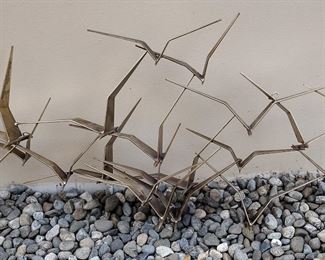 CURTIS JERE' 1971 BRASS WALL SCULPTURE. 4'10" WIDE