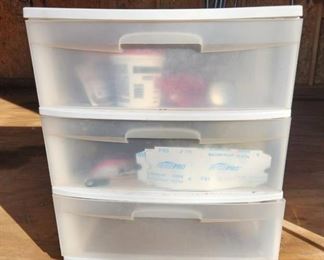 3 Drawer Plastic Storage Container 22 x 16 x 25.5 and Painting Supplies