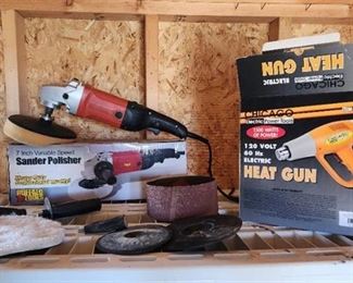 Chicago Electric Heat Gun and 7" Variable Speed Sand Polisher with Accessories