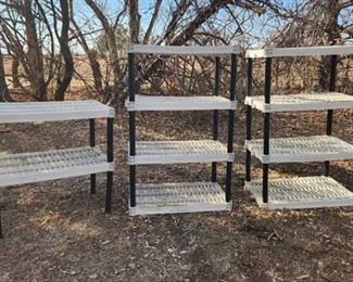 (3) Plastic Storage Shelving - 36 x 24 x 56 and 36 x 24 x 37