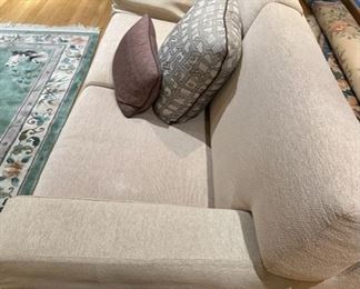 These were a custom made sofa and love seat.... Sofa: 119” length x 35” d x 31” H
Loveseat: 66” length x 35” d x 31” H
Off white sofa set