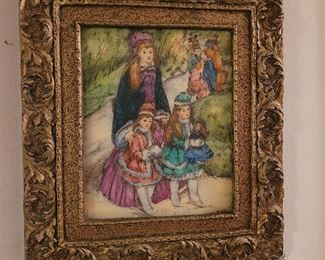 Reverse Painted Etched Glass