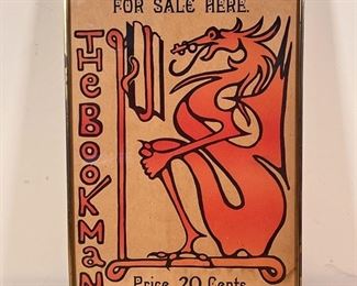 THE BOOKMAN DRAGON POSTER | The Bookman red dragon window poster, in a brass frame
Dimensions: 15-3/4 x 11-1/2 in. (frame)
