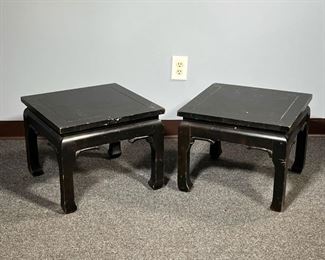 (2PC) PAIR CHINESE STYLE LOW TABLES | Black painted
Dimensions: l. 18 x w. 18 x h. 15 in