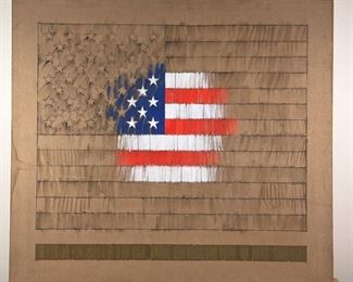 CLIFF CONDAK | Flag 1967 Charcoal, liquitex, flo-glo, gold (powder), fixative
Dimensions: 50 x 56 in.