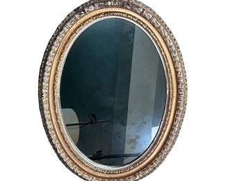 BOMBAY OVAL WALL MIRROR | Fancy carved framed mirror with gilt accents
Dimensions: w. 26 x h. 33 in