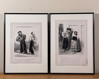 PAIR FRENCH ILLUSTRATIONS | Gavarni, possibly reprints, framed
Dimensions: 15 x 11 in. (each frame)