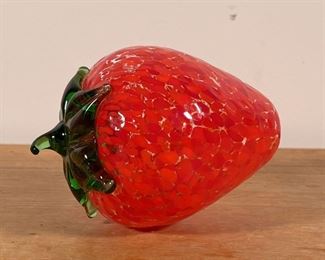 BLOWN GLASS STRAWBERRY | Art glass strawberry, with no apparent signature
Dimensions: approx. l. 5-1/4 in.