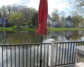 Red umbrella and base