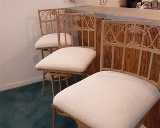 3 Metal Barstools with upholstered Seats
