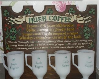 Irish Coffee Mugs & Wall Hanging Shelf