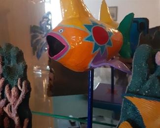 Paper Mache Fish on a stand
