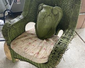 wicker chair w/green vase