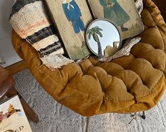 vintage wicker hoop chair with cover