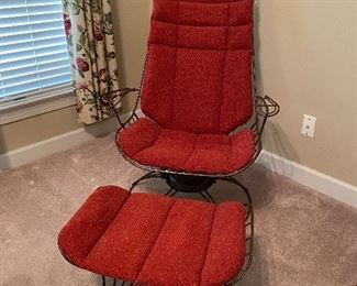 (F6) $375. Mid-Century Modern Homecrest Rocker & Ottoman with cushion. No rust. Excellent Condition - minor paint chipping on the arms and ottoman. 