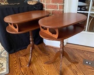 (F9) $75 for the Pair. Tops measure 14" x 24" oval. 26" tall. 