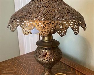 (L2) $150. Pierced Brass Table Lamp. 