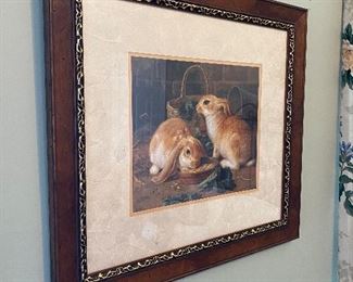 (A2)  $30. Framed Bunny Print. Frame measures 25.5 x 27.5"