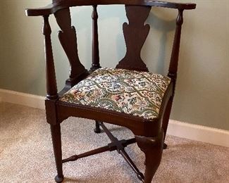 (F16) $225. Mahogany Queen Anne Corner Chair. Very sturdy and in excellent condition. 