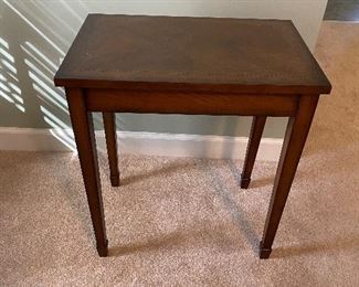 (F17) $30. Single Side Table - Measures 13.5 x 21" x 24" tall. 