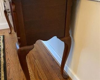 (F33) $225. Cochrane Brand. Queen Anne style Sideboard. 18" deep x 60" long x 34" tall. Overall very good condition - top does have one ring from a lamp (see photos) 