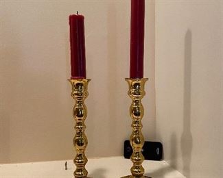 $10. Pair of brass candlesticks. 