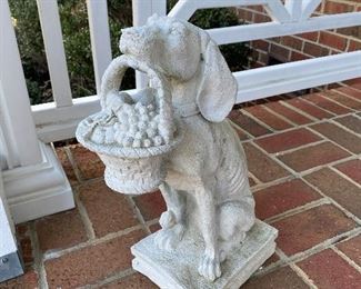 $12 resin dog statue with basket