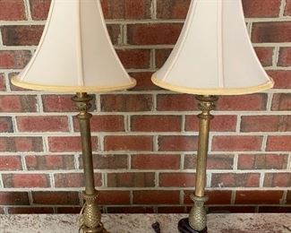 (L15)$45.  pair #2 of pineapple lamps. Measures 31” tall. 