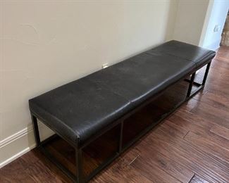 leather and metal bench