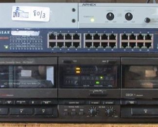 LOT OF 3 ELECTRONICS INCLUDING APHEX 124A, NETGEAR GS525T, TECHNICS RS-T257 CASSETTE DECK