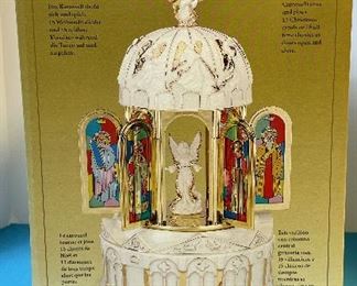 Porcelain Carillon Church with Stained Glass. New in box.