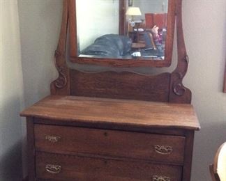 Gorgeous Antique 3 Drawer Dresser with Mirror. Drawers work well.