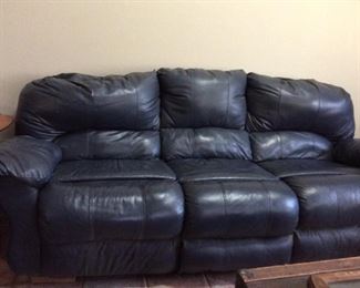 Blue Leather Couch 