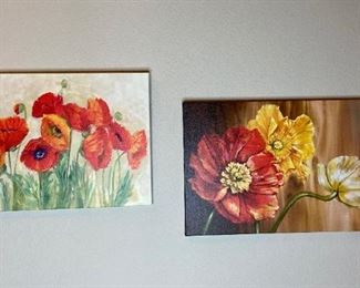 (2) Canvas Wrapped Floral Art