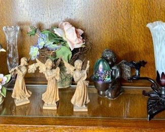 Hummingbird Lamp, (3) Wood Carved Angels, and More