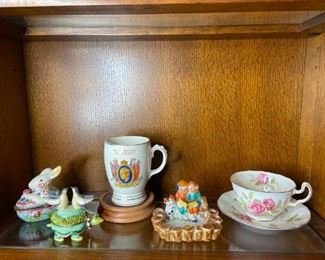 "The Uncrowned King" Commemorative King Edward Mug, Vintage Cigarette Holder and Ashtray, and Adderley China Cup and Saucer
