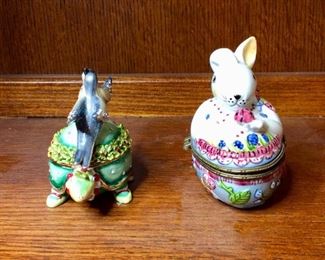Villeroy & Boch Easter Bunny Trinket Box and Turtle Dove Trinket Box