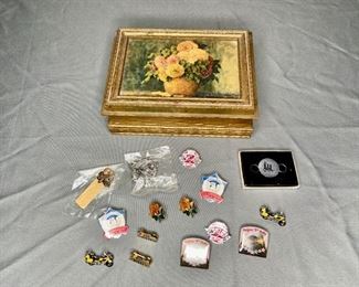 Antique Jewelry Box and Pins