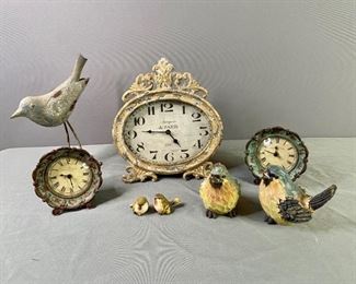 Parisian Style Clocks (3) and Birds