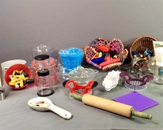 Kitchen Helpers Including NEW Wolfgang Puck Salt and Pepper Mill Set, Cookie Cutters, (2) Nut Grinders, Glass Juicer and More
