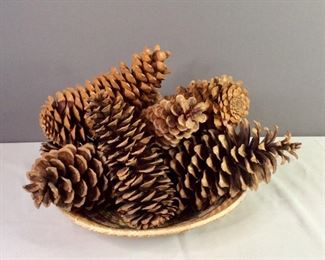 Extra Large Pinecones and Woven Basket