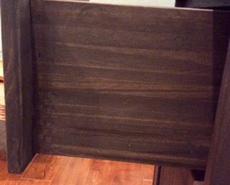 Distressed Black Nightstand and Footstool