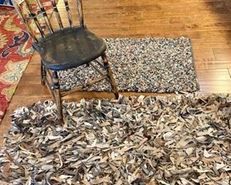 (2) Leather Rugs and Wooden Chair