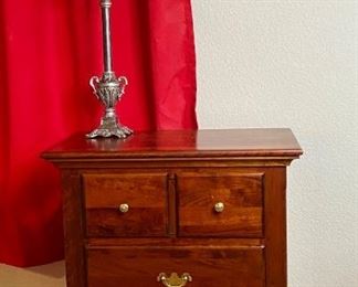 Woodleys Night Stand, Lamp & Decorative Hanging Mirror