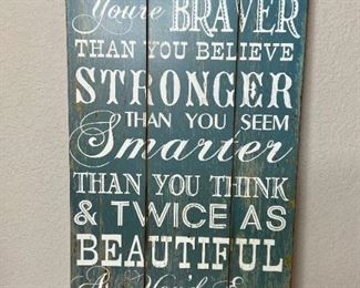 Wall Art - Canvas Bird Picture, Motivational Signage & Twig Wreath