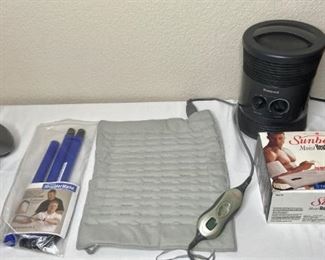 Sunbeam Heat Pad, Homedics Massager, Honeywell Heater