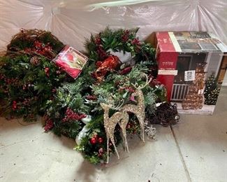 Christmas Garlands, Wreaths, Light Up Snowman