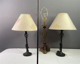 (1) floor lamp, (3) table lamps