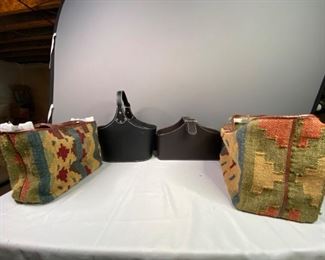 (2) leather totes, (2) fabric totes